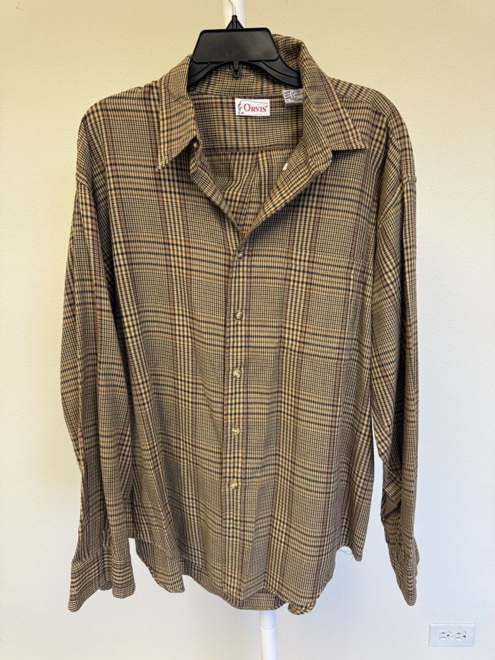 Vintage Orvis Men’s Xxl Shirt Brown Plaid 2xl